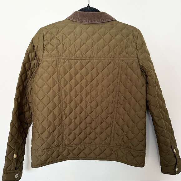 J. Crew Barn Jacket Size Small Quilted Olive Green Down Filled Lightweight - Picture 2 of 7
